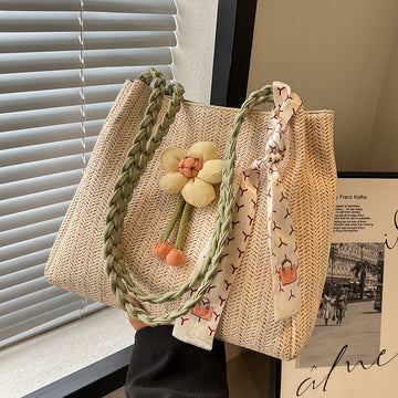 Boho Woven Straw Summer Beach Shoulder Handbag