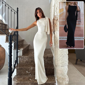 Fashion One-Shoulder Slim Dress – Club & Party Long Dress for Women