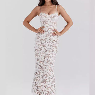 Summer Strapless Suspender Design White Dress