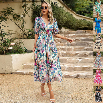 Waist-Controlled Fit Floral Summer Dress for Women