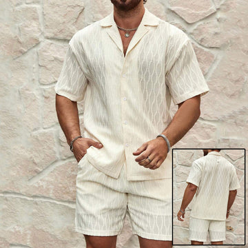 Men’s Summer Tracksuit Set – Casual Button Shirt & Shorts Outfit