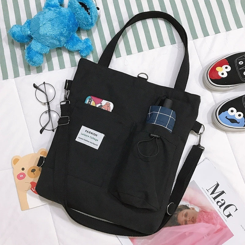 Preppy Style Canvas Handbag – Women’s School Backpack