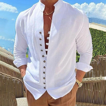 Men’s Long Sleeve Streetwear Shirt – Retro Style Button Down