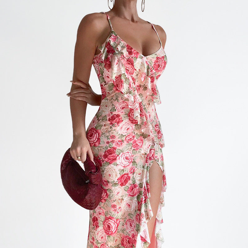 Bodycon Printed Slip Dress – Side Slit & Elegant Fit