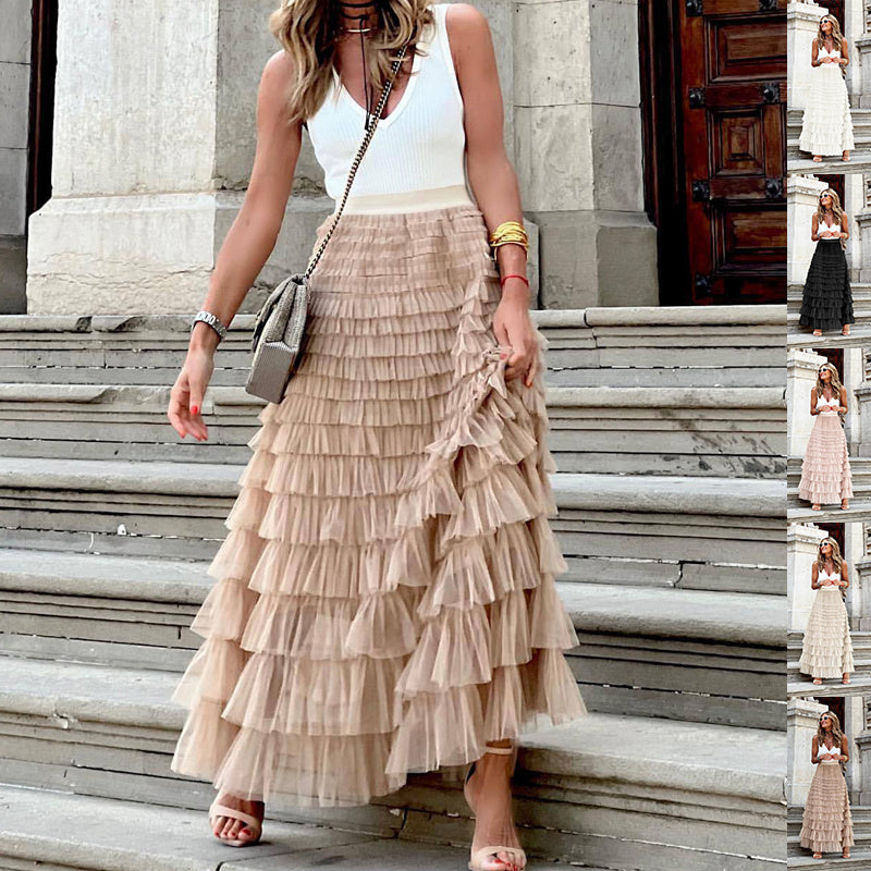 Ruffle Mesh Skirt For Women's – Summer Swing A-Line Look