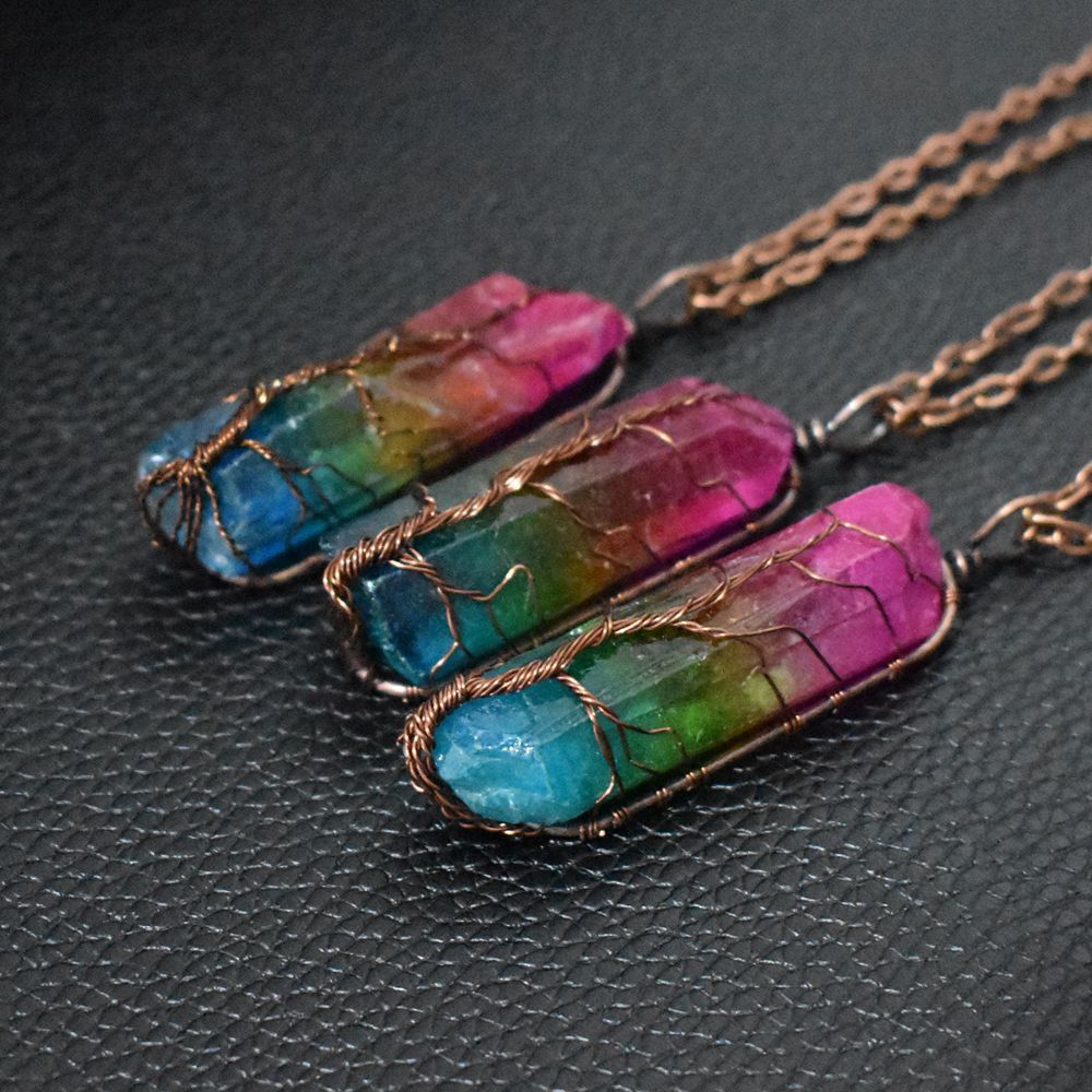 Healing Crystal Pendant – Tree of Life Jewelry for Women