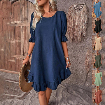 Minimalist Ruffle Trim Casual Summer Dress