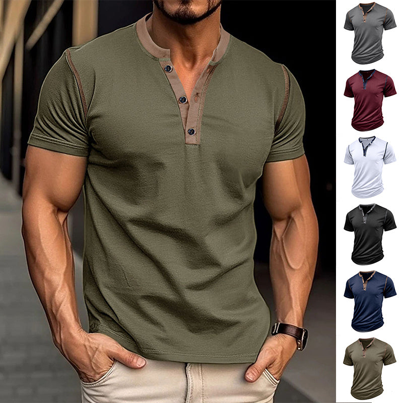 Casual Men’s V-Neck Polo – Lightweight Short Sleeve Summer Shirt