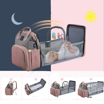 Baby Travel Backpack – Foldable Crib, Insulated Pockets & Travel Organizer