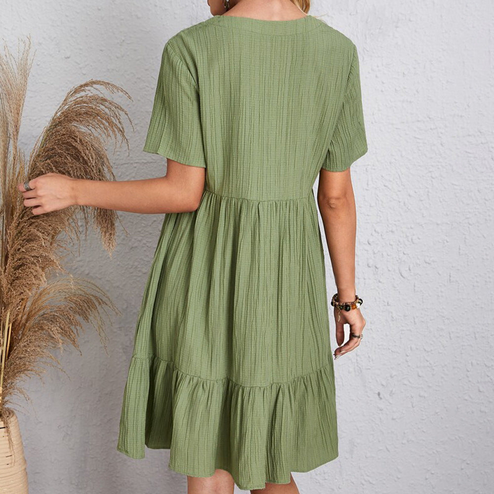 Short Sleeve Casual Summer Ruffled Dress
