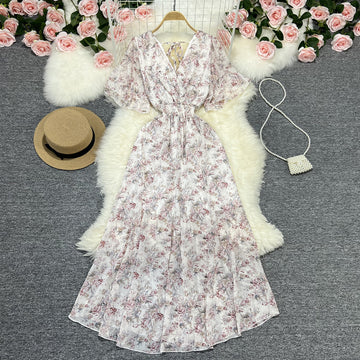 Casual Style Summer Flowy Chiffon Floral Dress