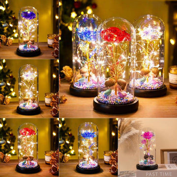 Eternal Rose LED Night Light – Glass Dome Flower Gift